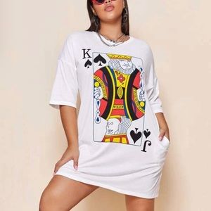 Plus Playing Card Print Drop Shoulder Tee